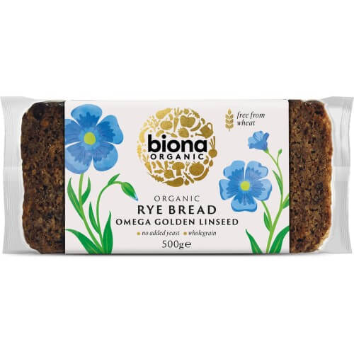 Biona Rye Bread with Omega Golden Linseed Organic 500g